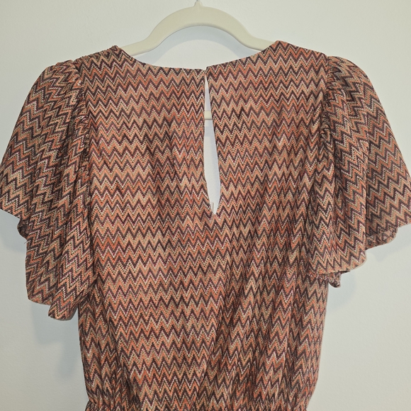 Ramy Brook Chevron Mini Dress in Orange and Black Size Small Nwt - Picture 6 of 8